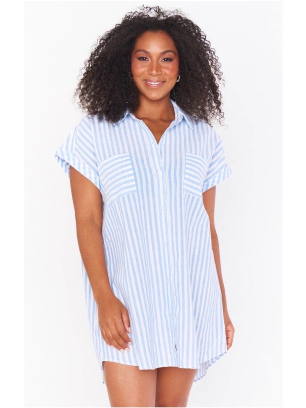 Show Me Your MuMu Martin Shirt Dress Coastal Blue Stripe XXL